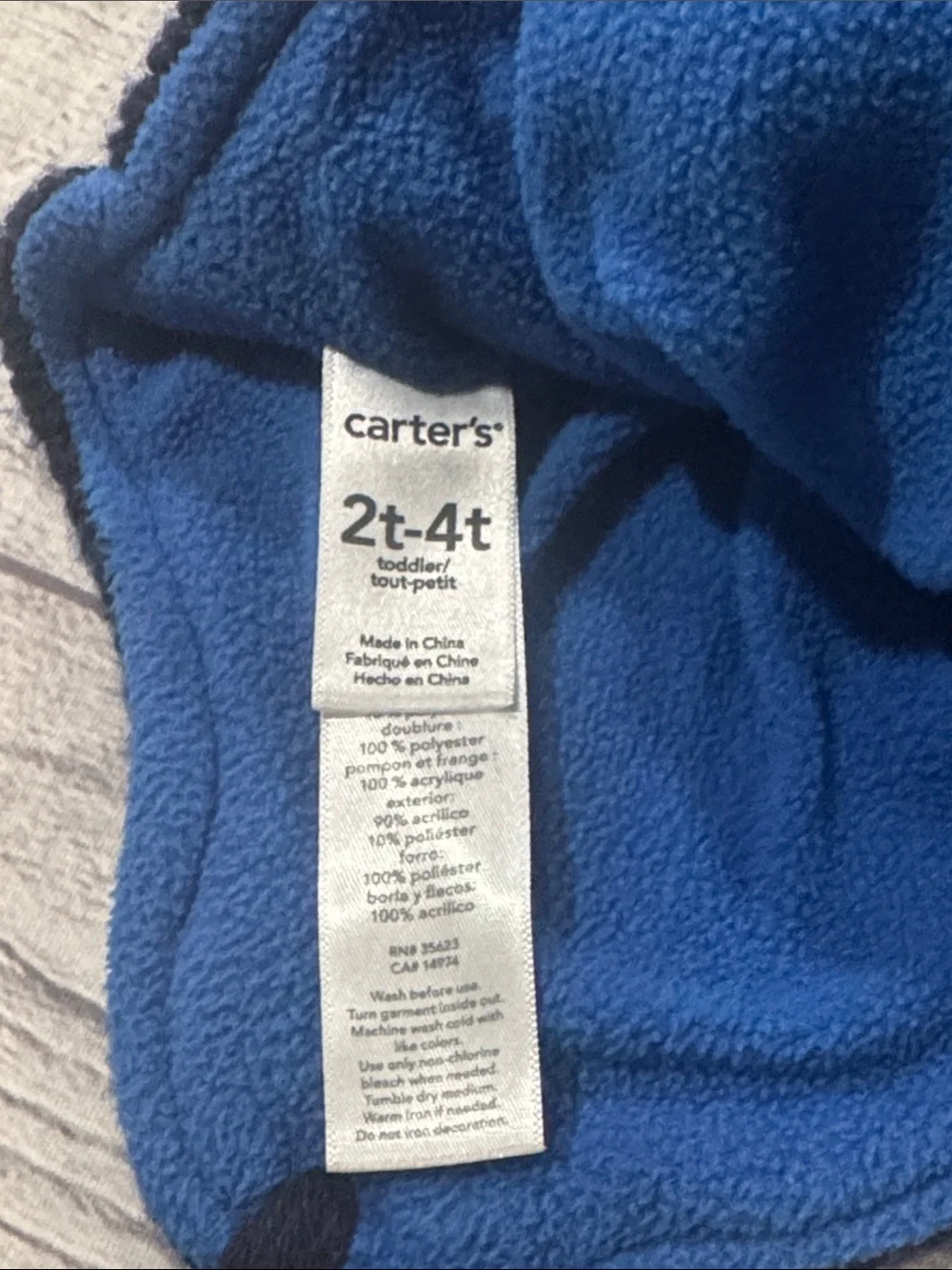 Carter's Toddler Boys Navy & White Snowflake Earflap Knit Hat with Blue Pom